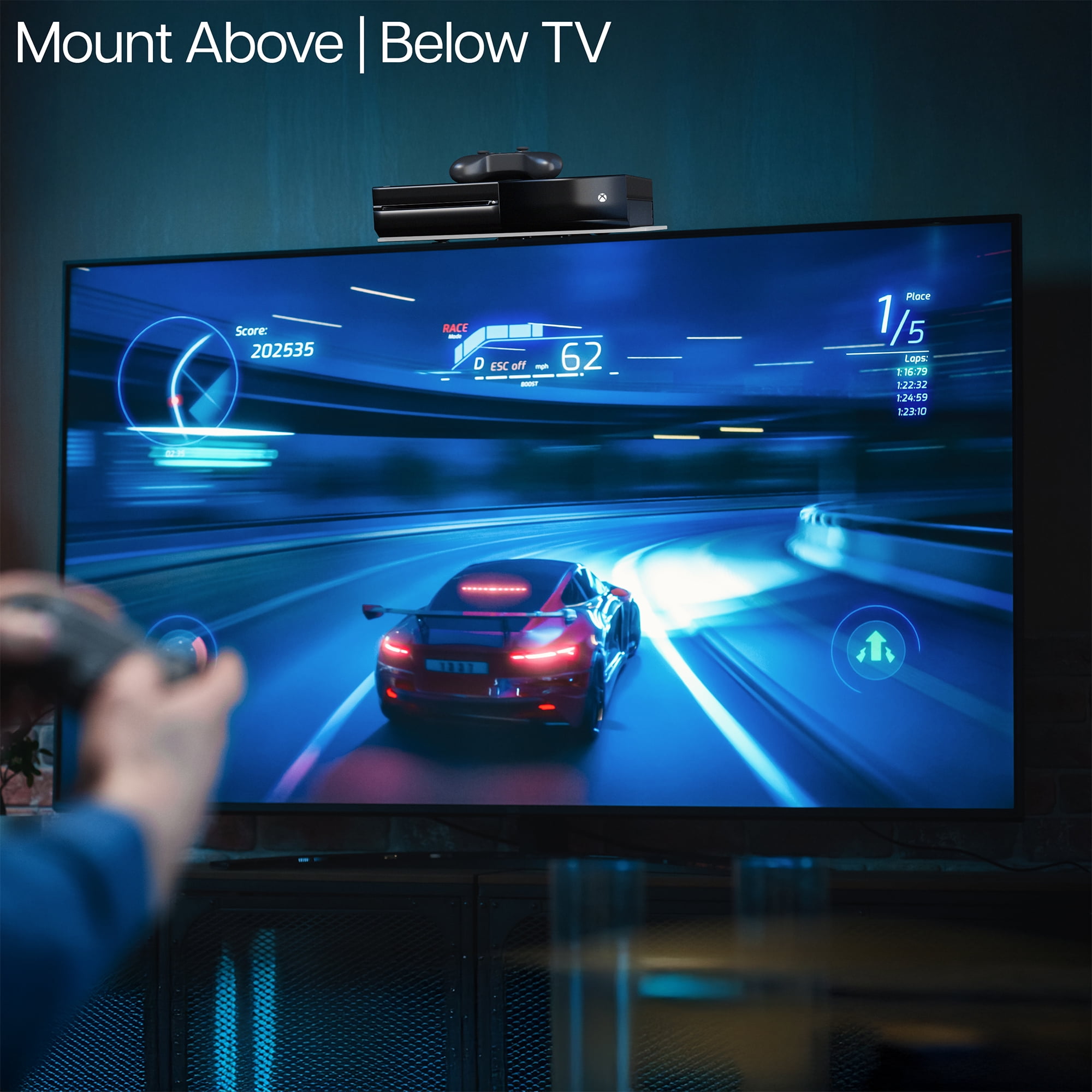 VIVO White Floating Wall Mount Tempered Glass Shelf for DVD Player, Game System