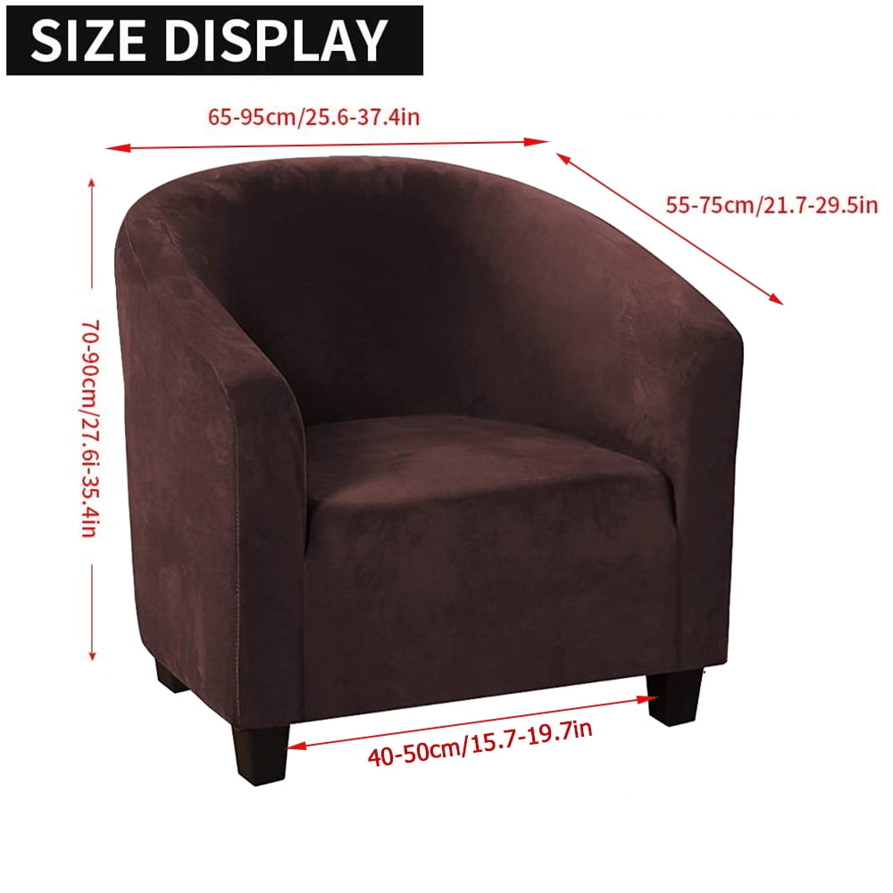 Thick Velvet Club Chair Slipcover, Stretch Armchair Covers Tub Chair Covers Sofa Couch Cover for Bar Counter Living Room Brown