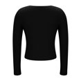thumbnail image 7 of Stichou Women's Deep V Neck T Shirts Long Sleeve Casual Going Out Cropped Tops Slim Fitted Y2K Summer Spring Outfits Black L, 7 of 7