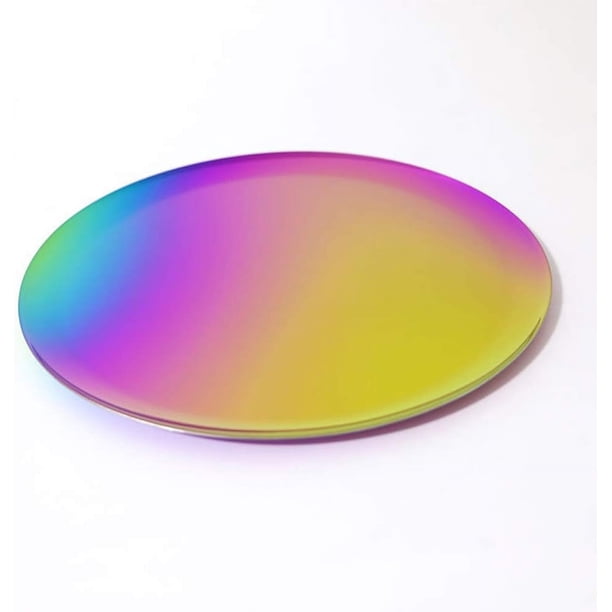 Xiao Hua Bandeja redonda de acero inoxidable para servir, organizador para guardar cosméticos, joyas y bisutería, 28 cm de diámetro (colorida)