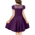 thumbnail image 4 of KISSMODA Girls Dress Casual Round Neck A Line Ruffle Sleeve Knee Length Dresses 4-13 Years, 4 of 4