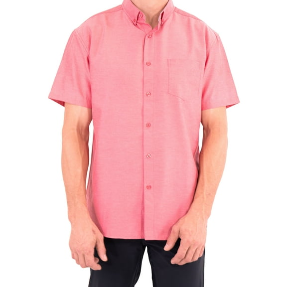 Visive Oxford Men's Dress Shirt - Short Sleeve Button Down - Comfortable Casual Fit - Available in Big and Tall Sizes - Solid Modern Colors - For All Occasions - Versatile for Office and Casual Wear