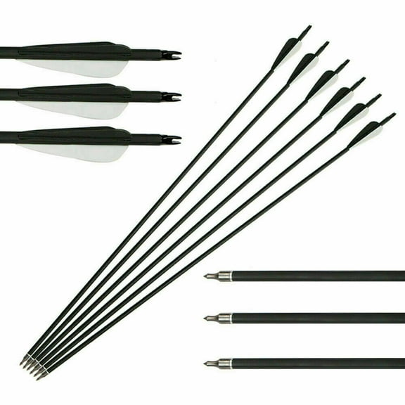 12pcs 30 inches Fiberglass Arrows OD 8mm Archery Arrows For Recurve/Compound bow Hunting Shooting