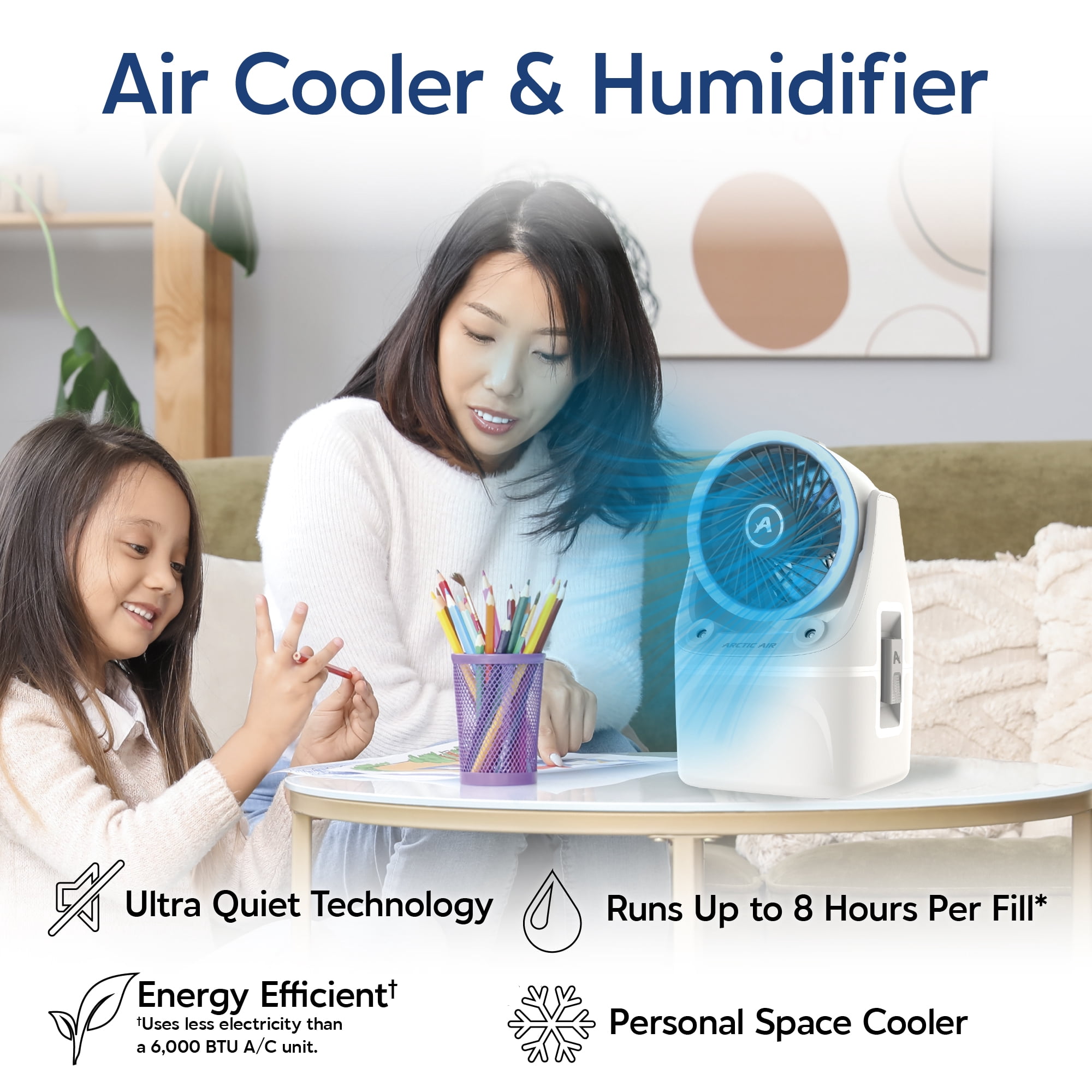 Arctic Air Ice Jet X3 Air Cooler, 3 Speed Portable Cooler with LED, Lightweight & Compact Space Cooler