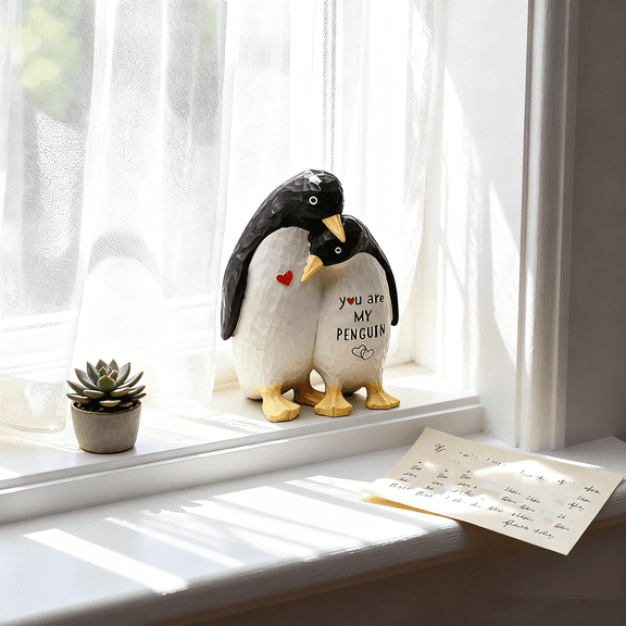Couple Penguin Resin Statue, Anniversary and Wedding Gift for Couples, Romantic Desktop Decor for Valentine'S Day