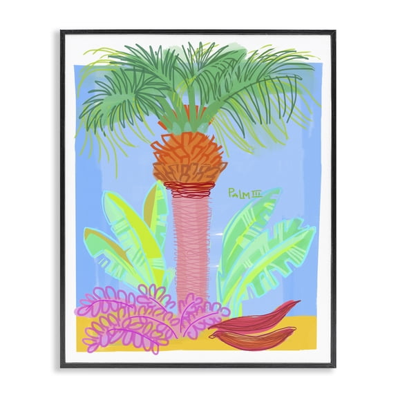 Stupell Industries Bohemian Tropical Palm Tree Botanicals Summer Beach Day Black Framed Giclee Art, 16 x 20, by Maret Hensick