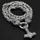 thumbnail image 2 of Collar de acero inoxidable con cabeza de lobo de Thor Mjolnir, colgante de martillo de Thor vikingo nórdico, cadena de rey, collar de amuleto vikingo, regalos vikingos, 2 of 5