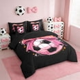 thumbnail image 2 of Erosebridal Pink Bowknot 7-Piece Bedding Comforter Set For Girls,Football Games King Bedding Sets For Kids,Reversible Black, 2 of 7