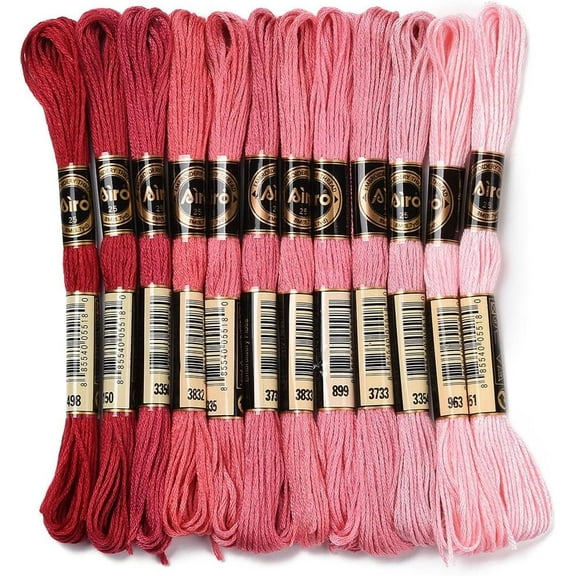 12 Skeins 105 Yards Gradient Red Embroidery Floss Cross Stitch Threads Polyester Knit String Friendship Bracelet Yarn for Sewing Making Jewellery Making Holiday Decorations DIY Projects