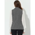 thumbnail image 4 of INSPIRE CHIC Chaqueta sin mangas con solapa de tweed a cuadros para mujer con bolsillos Negro XS, 4 of 5