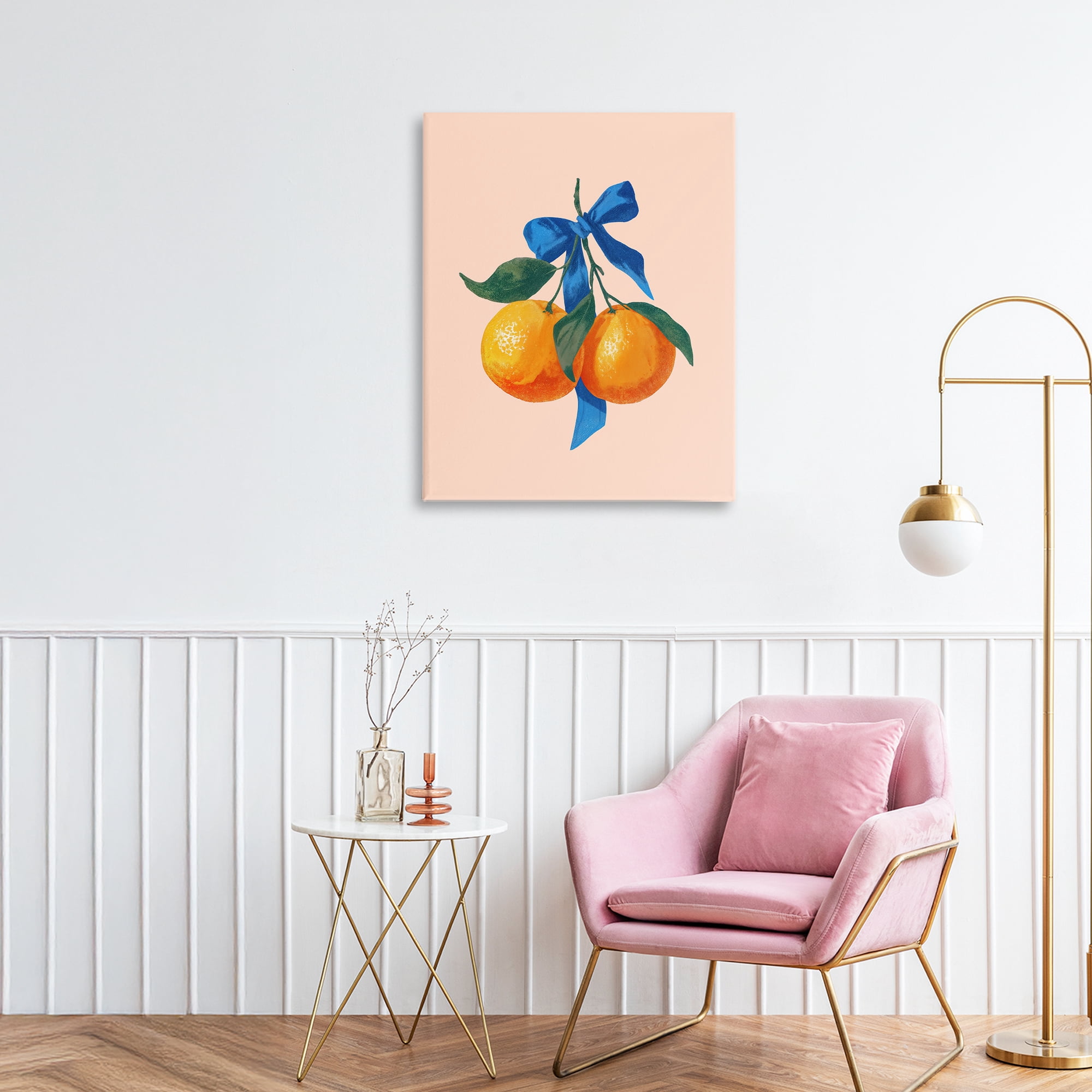 Stupell Industries Two Oranges with Blue Bow Canvas Wall Art, design by Imagine It Images