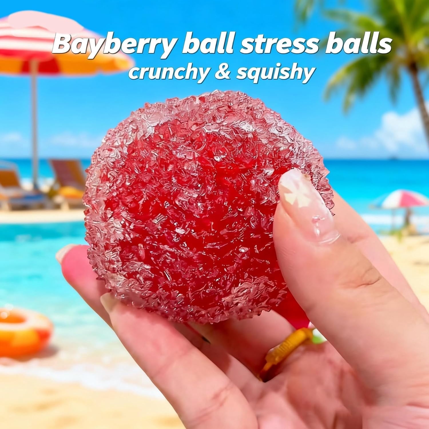 Crunchy Slushy Squishy Ball, Frost Textured Ice Skin Stress Relief Fidget Toy, Soft Sensory Squishies for Anxiety Relief, Cute Handmade Squeeze Toy for Kids Adults Party Supply Gift, Pink