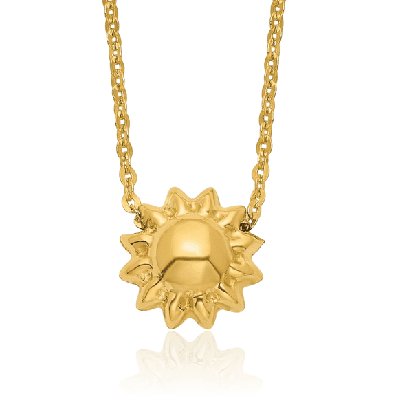 14K Solid Yellow Gold Sun Necklace Chain Celestial Jewelry