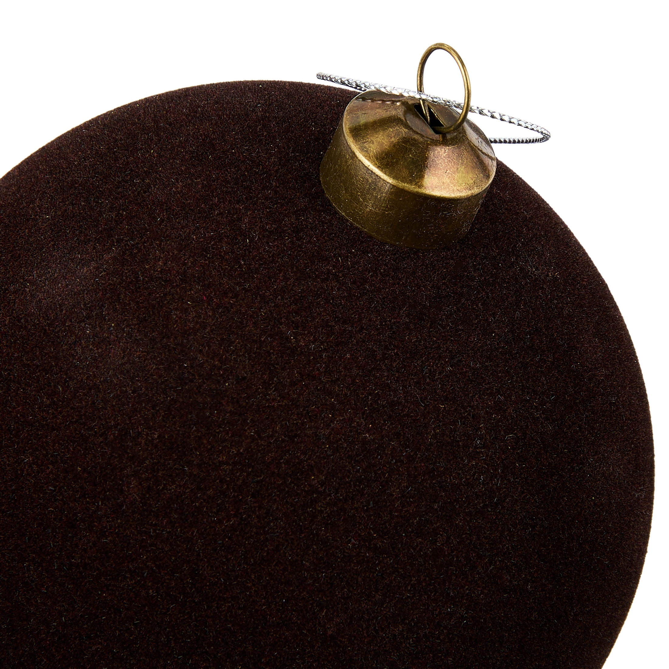 4-Count Dark Brown Velvet-Feel Ball Shatterproof Christmas Ornaments, 4.5", by Holiday Time