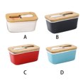 thumbnail image 4 of Butter Storage Box with Slicer Ceramic Refrigerator Cheese Holder Case Organizer Food Container Reusable Fridge Organizing Light Blue, 4 of 9