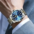 thumbnail image 6 of OPK Watches for Men Stainless Steel Business Dress Luxury Big Large Face Waterproof Quartz Analog Mens Watches with Date Wrist Men Watch Reloj para Hombre (Gold/Blue/Black Dial), 6 of 12