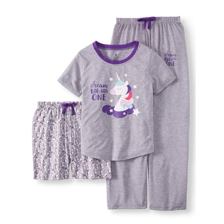 Monkey Pink Girls Pajamas - Girls' 3 Piece Pajama Sleep Set (Little Girl & Big Girl)