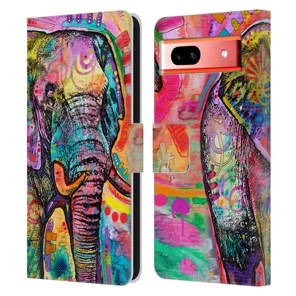 Head Case Designs Officially Licensed Dean Russo Wildlife 2 Elephant Leather Book Wallet Case Cover Compatible with Google Pixel 7a