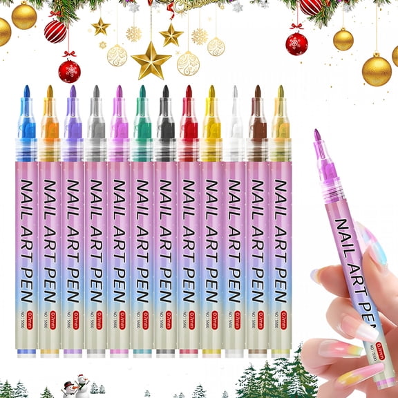 RAGUPEL 12 Colors Nail Art Pens Set,Nail Art Markers for Kids,Quick Dry Long Lasting Nail Polish Pen,Diy 3D Drawing Dotting Painting Nails Liner Brush Nail Polish Pens(1 Pcs)