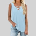 thumbnail image 2 of Taqqpue Womens Summer Cutout Tank Tops Sleeveless Shirts V Neck Casual Top Loose Fitted Y2K Cute Fashion Basic Tee Shirt, 2 of 7