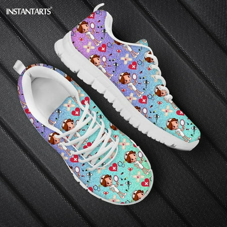 

Custom Nurse Pattern Luxury Sneakers Women Woman Flats Jogging Shoes Lace Up Waking Sneaker Breathable Cartoon Nursing Shoes