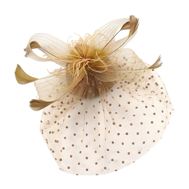 XASZHN Femmes Vintage à Pois Voile Plume Maille Coiffe Style Rétro YE1_002 Taille Unique