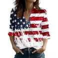 thumbnail image 2 of Xdegoge 4Th of July Patriotic Button Down Shirt for Women USA American Flag Long Sleeve Collared Stars and Stripes Fireworks Graphic Relaxed Fit Summer Tops Independence Day Celebration Outfits, 2 of 5