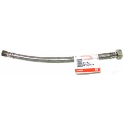 Connecteur de Robinet 12 Po, Acier Inoxydable Tressé, Compression 3/8 x 1/2 Po - B1F12