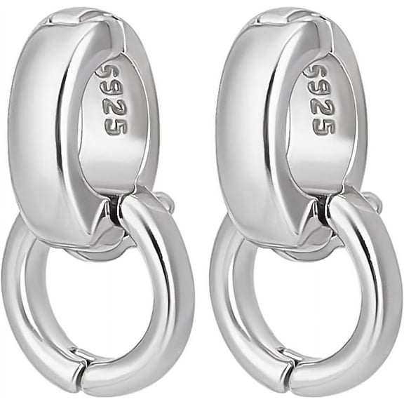 1 Box 2Pcs Double Bail Clasps 925 Sterling Silver Fold Over Clasps Connector for Charms Pendant Necklace Jewelry Making