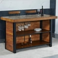 thumbnail image 5 of Bowery Hill Contemporary Chestnut Wood Finish 3-piece Home Bar, 5 of 14