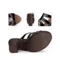 thumbnail image 2 of BLISSFUL STEP Platform Open Toe Block Heels Slides Sandals for Women Black 6.5, 2 of 4