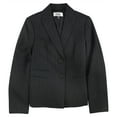 thumbnail image 2 of Le Suit Womens Striped Two Button Blazer Jacket, Black, 6, 2 of 2