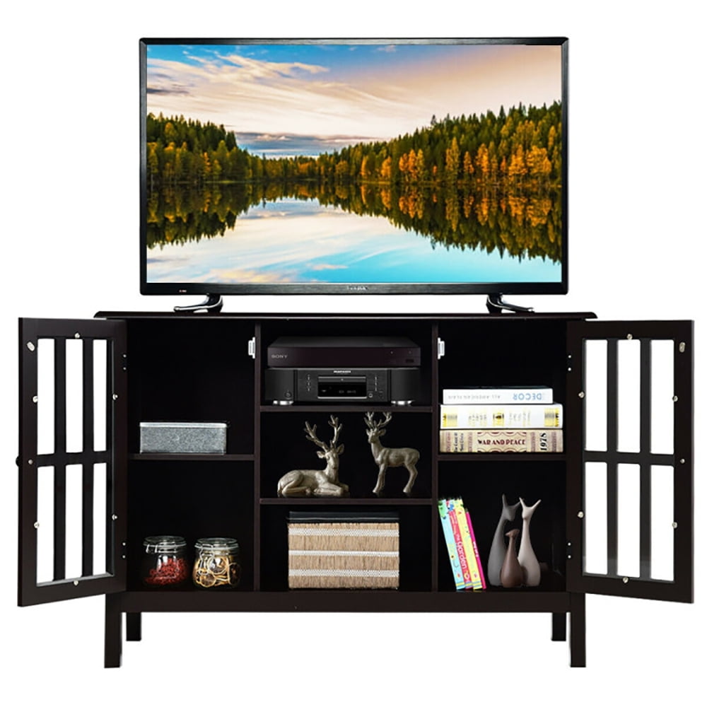 Finihen TV Stand, TV Cabinet, Wooden TV Stand Console Cabinet for 50 Inch TV, for Living Room, Bedroom, Brown