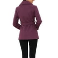 thumbnail image 3 of INSPIRE CHIC Single Breasted Coat for Women's Shawl Collar A Line Outerwear Winter Jacket Pea Trench Coats with Belt S Purple, 3 of 6