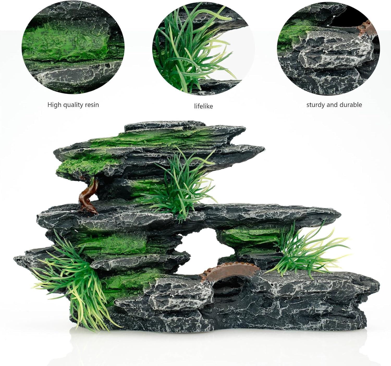 KSY Aquatics Aquarium Decor with Fish Tank Decoration - Aquarium Ornament Rock Cave Landscape, Multicolor, 1 Count