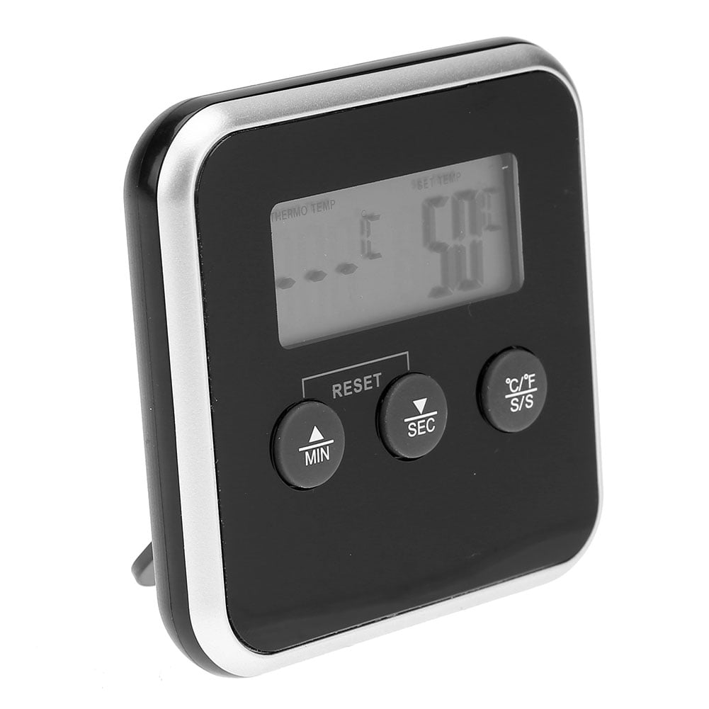 RIWPKFH Digital LCD Display Food Meat Thermometer With Probe Timer Function Temperature Alarm Cooking Tools For BBQ Oven Grill