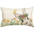 thumbnail image 1 of xianlin-Easter Yellow Floral Garland Bunny Throw Pillow Cover, 12 x 20 Inch Spring Rabbit Holiday Cushion Case Decoration for Sofa Couch, 1 of 4