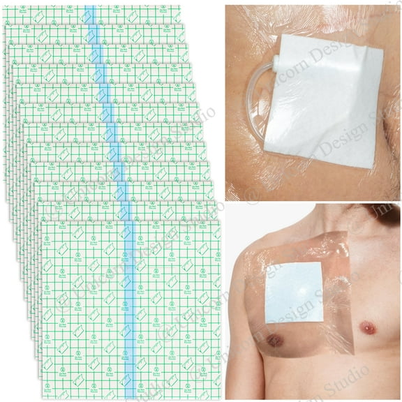 Large Waterproof Dressing for Wounds, Hemodialysis Peritoneal Dialysis Catheter. 10x10 Inches Pack of 7 pieces