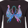 thumbnail image 4 of Inktastic Thyroid Cancer Awareness with Butterfly Ribbon Words Long Sleeve Youth T-Shirt, 4 of 5