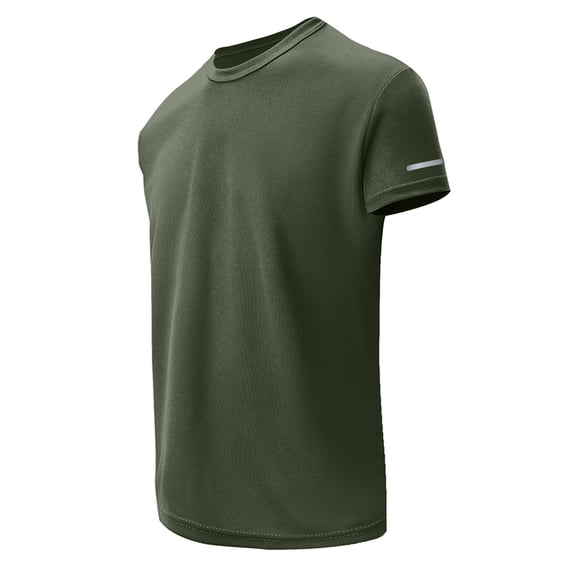 Delconic Workout Shirts for Men Dry Fit Gym Shirts Short Sleeve Athletic Moisture Wicking T-Shirt Army Green L