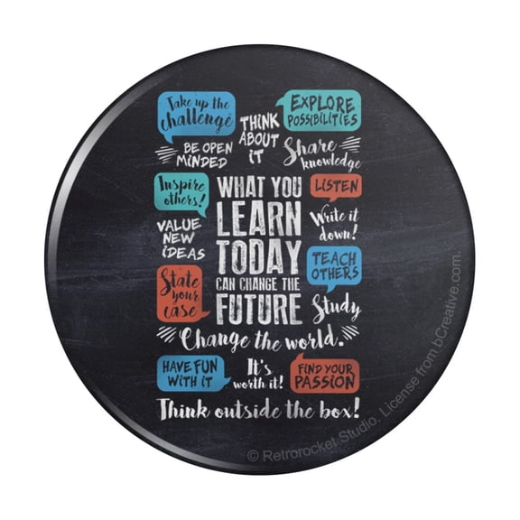 What You Learn Today Can Change the Future World Pinback Button Pin