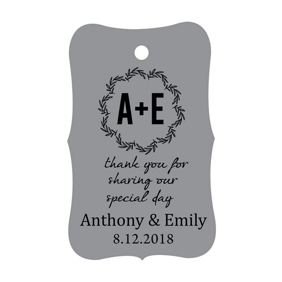 100 PCS Thank You for sharing our special day Custom Made Hang Tags Personalized Wedding Favor Gift Paper Tags