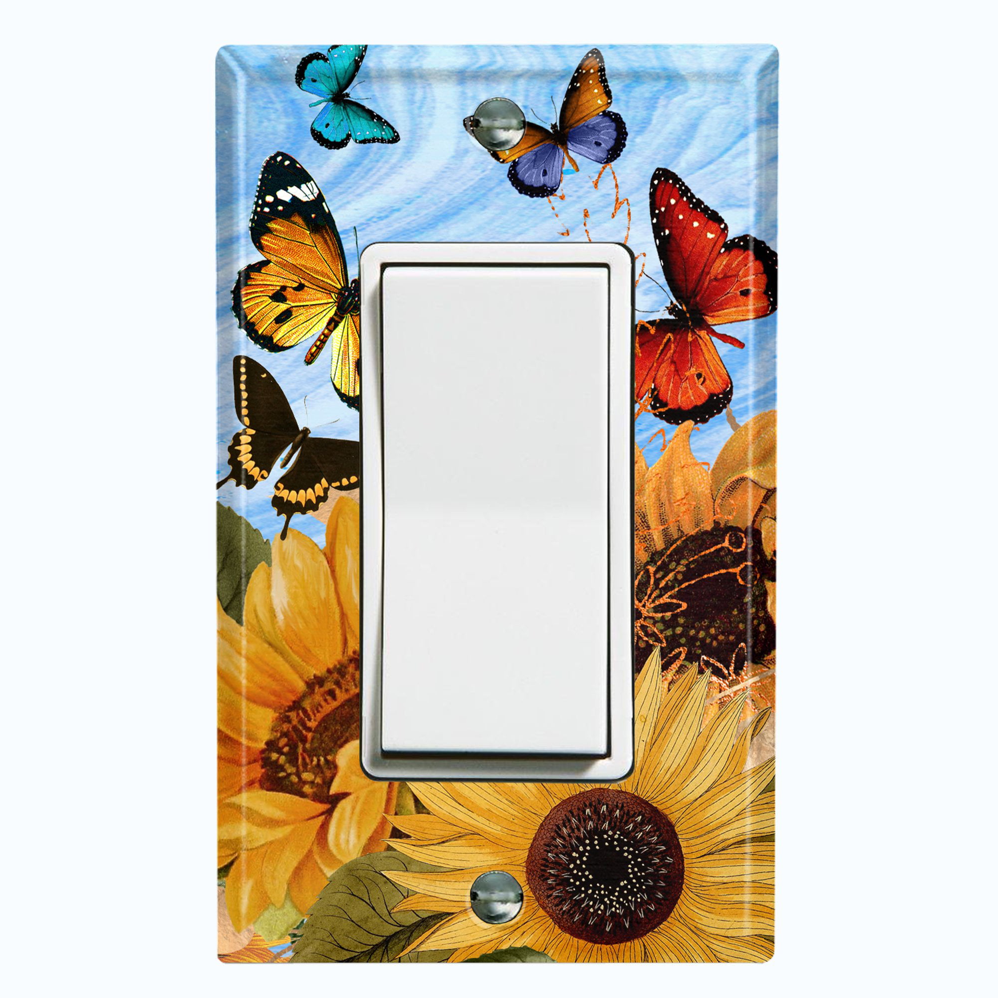 Blue Butterflies Decorative Single Toggle Light Switch Plate Cover