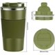 thumbnail image 2 of ZHAOCHENG Taza de viaje reutilizable para café, 510 ml/18 oz, con aislamiento térmico, de acero inoxidable, para bebidas frías y calientes, color negro y verde, 2 of 3