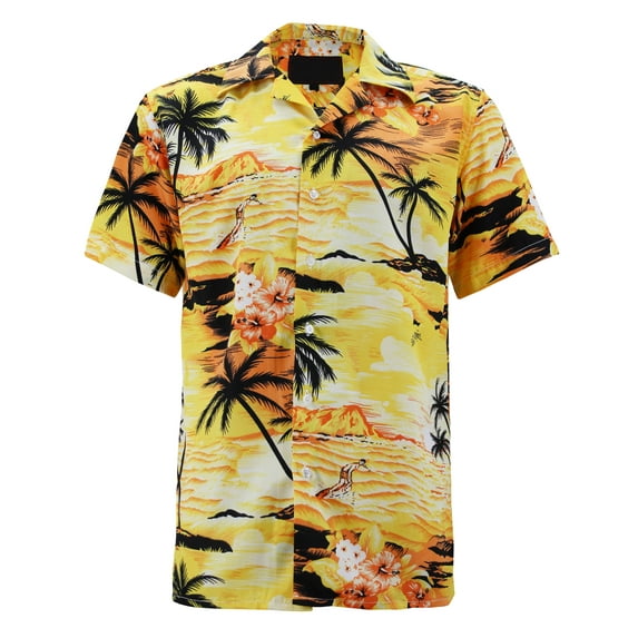 Men's Hawaiian Tropical Luau Aloha Beach Party Button Up Casual Dress Shirt (#4, 3XL)