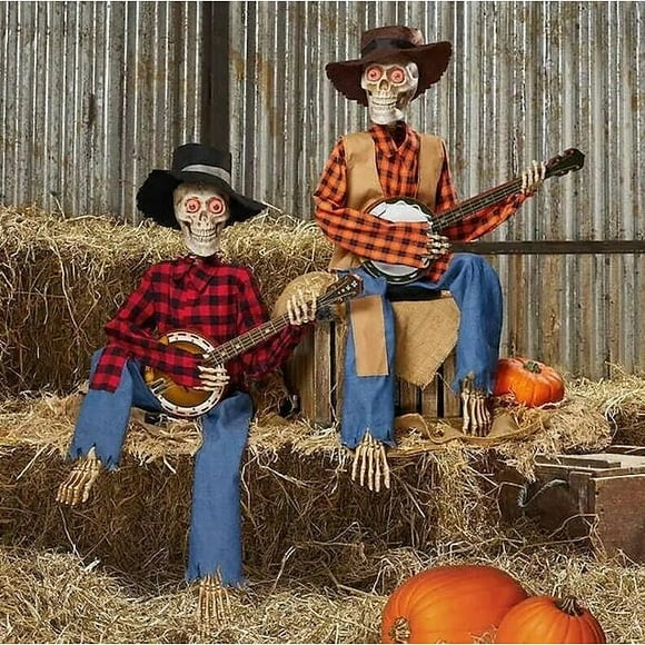 Squelettes de Banjo Animés d'Halloween, Décoration pour la Maison Squelettes de Banjo Halloween Décor Intérieur d'Automne
