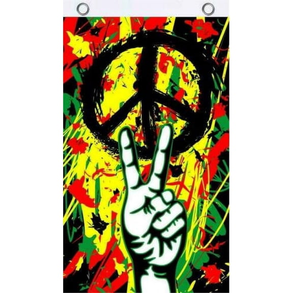 Peace Sign Graffiti Paint Splatter Good Vibes 3X5 Flag Rough Tex® 100D