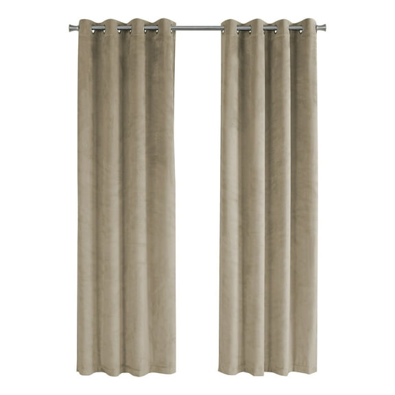 Curtain Panel 2pcs Set 54"W X 95"L Grommet Bedroom Kitchen Velvet Beige
