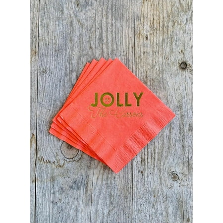 50pcs Personalized Holiday Napkins, Monogrammed, Beverage, Thanksgiving, Christmas Party, Hanukkah Party, New Years - Custom Cocktail Paper Napkins Decorative, Wedding napkins for reception 5"x5"
