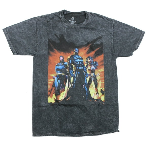 Dc Comics Big Men's Justice League Black Mineral Washed Graphic T-Shirt, 2Xl